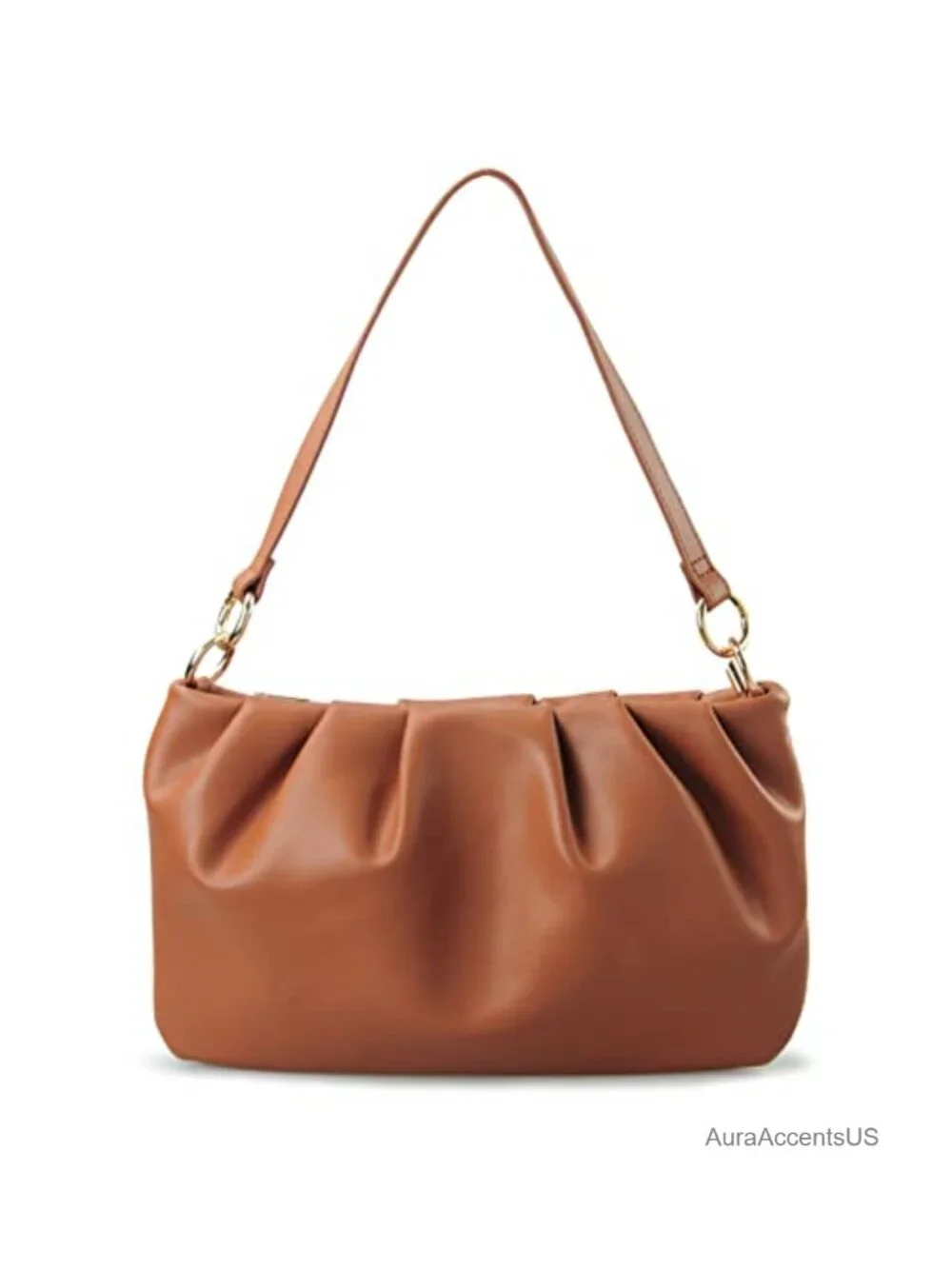 Vegan Leather Ruched Shoulder Hobo Bag Convertible Crossbody Clutch Pouch